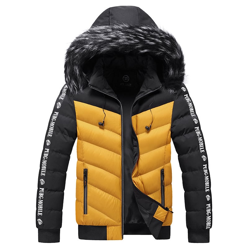 Herren Steppjacke mit Kunstfellkapuze - Elian