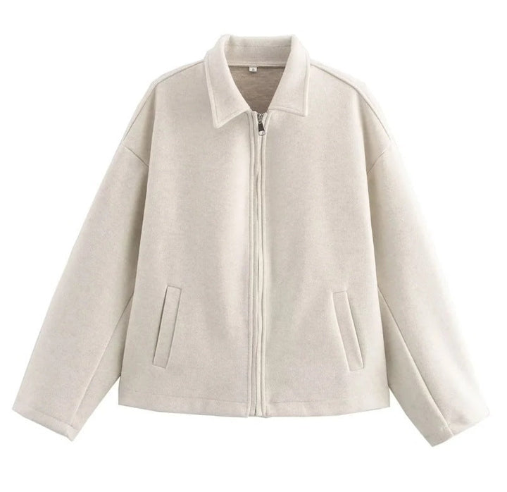 Kurze Wolljacke mit Reißverschluss für Damen - Sonia