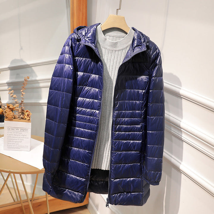 Lange, leichte Damenjacke mit Kapuze - Alva