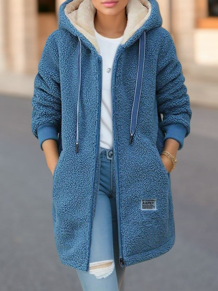 Damen-Fleecejacke mit Kapuze und funktionellem Frontverschluss - Kjersti