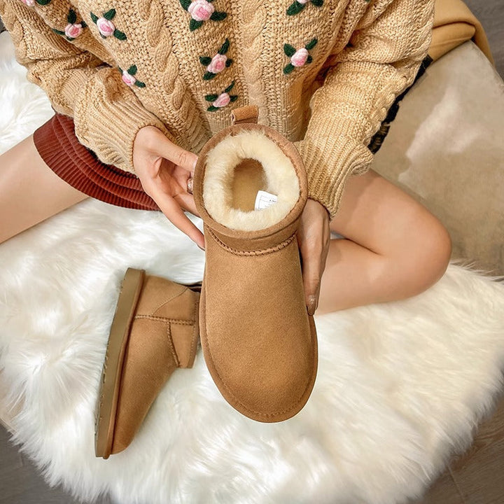 Damen-Winterstiefel aus Wildleder mit Wollfutter - Emilia