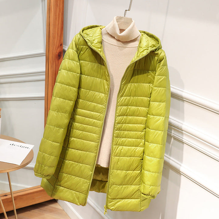 Lange, leichte Damenjacke mit Kapuze - Alva
