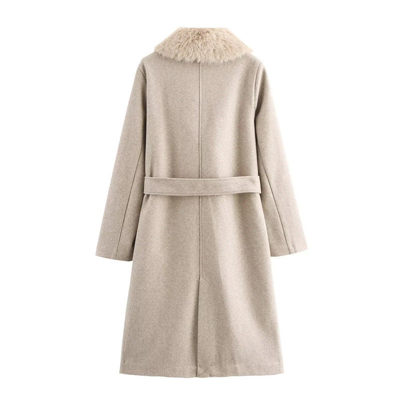 Damen Wollmantel mit Fleecekragen - Naeryn