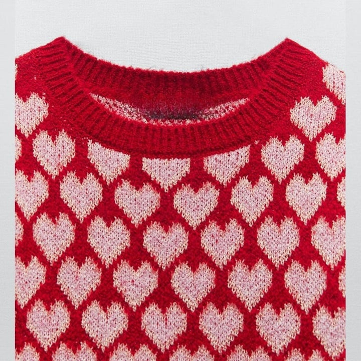 Kurzärmeliger bedruckter Strickpullover für Damen - Yrsa
