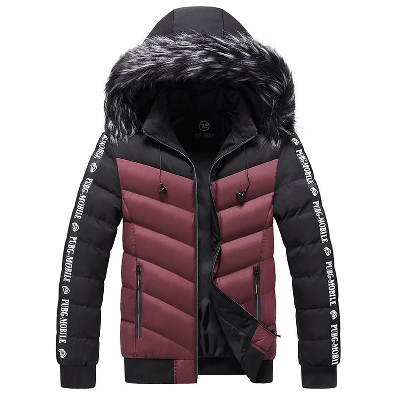 Herren Steppjacke mit Kunstfellkapuze - Elian