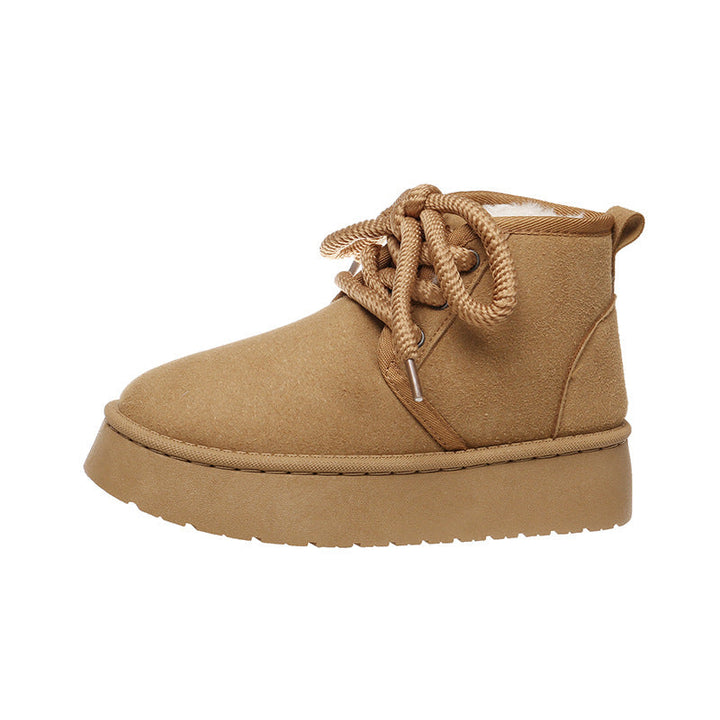 Damenstiefel mit Plüsch-Wrap-Around-Effekt - Lanyra