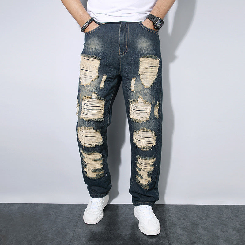 Gerade Herrenjeans mit Rissen - Soren