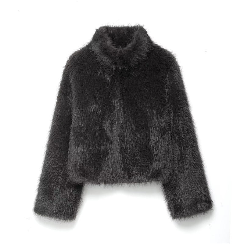 Damenmantel mit Pelzeffekt kurze Wintersilhouette - Dagny