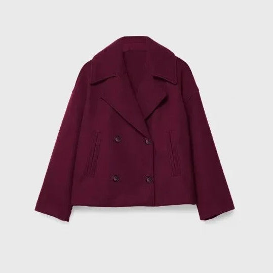 Kurze Damen-Wolljacke mit doppelreihigen Knöpfen - Heidi