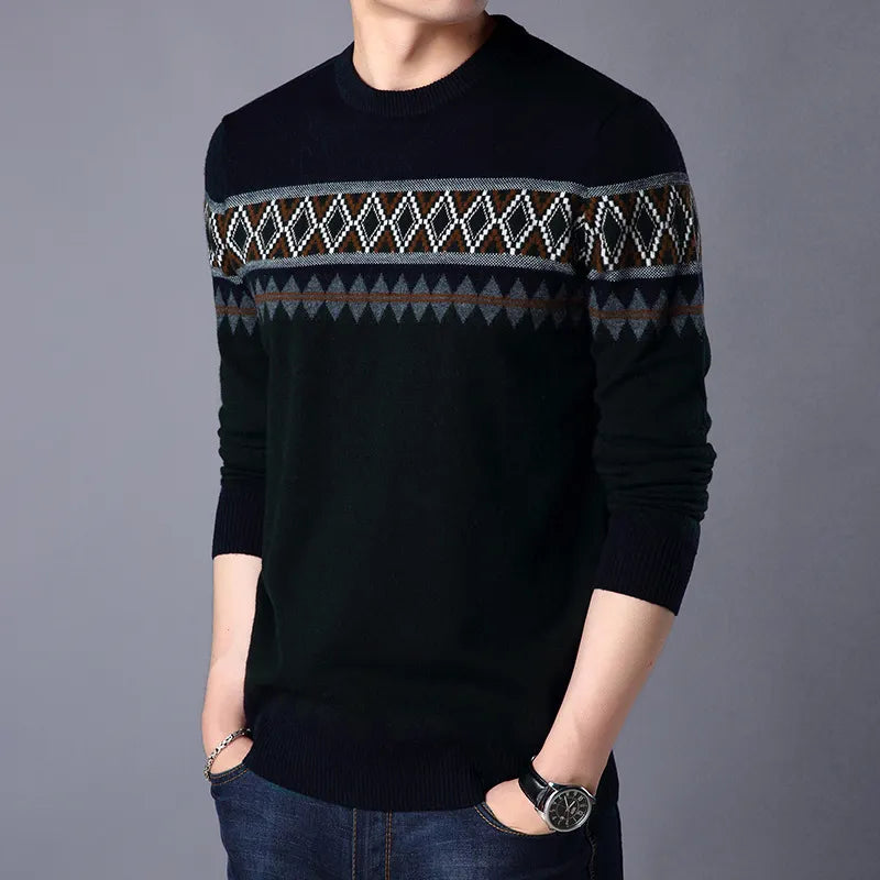 Thomas - Herren Strickpullover Rundhalsausschnitt mit Farbblöcken
