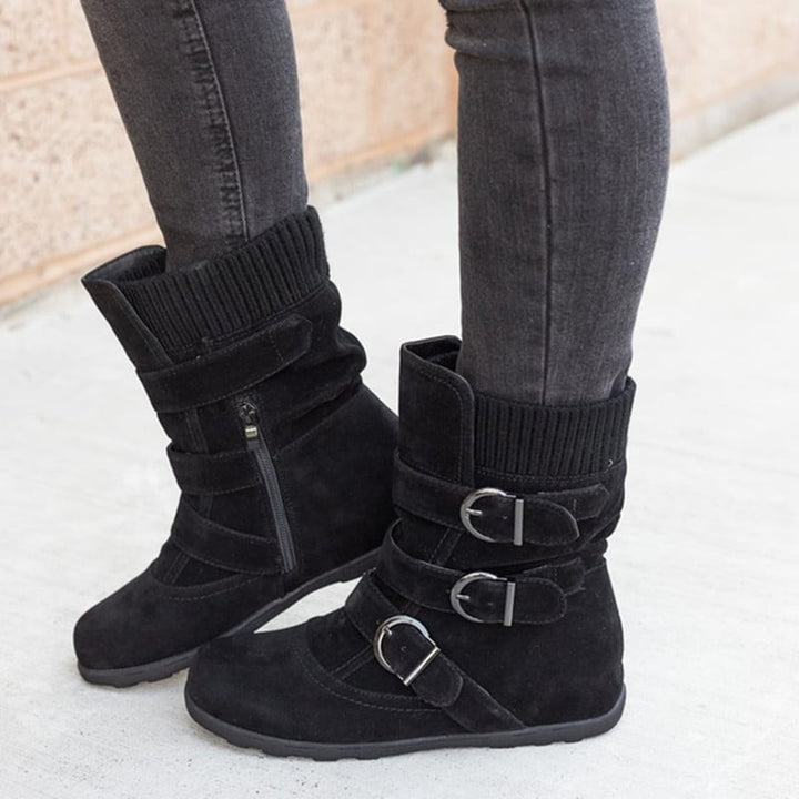 Freizeitstiefel für Damen mit Schnallen und Wildlederdetails - Amelie