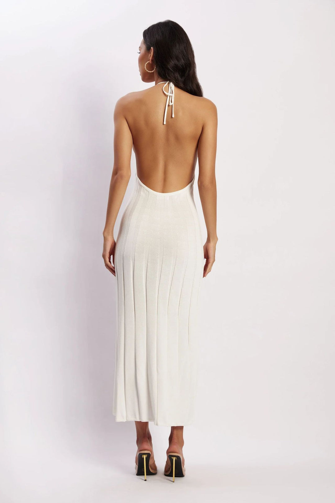 Midikleid aus gewebtem Plissee mit Neckholder - Dalila