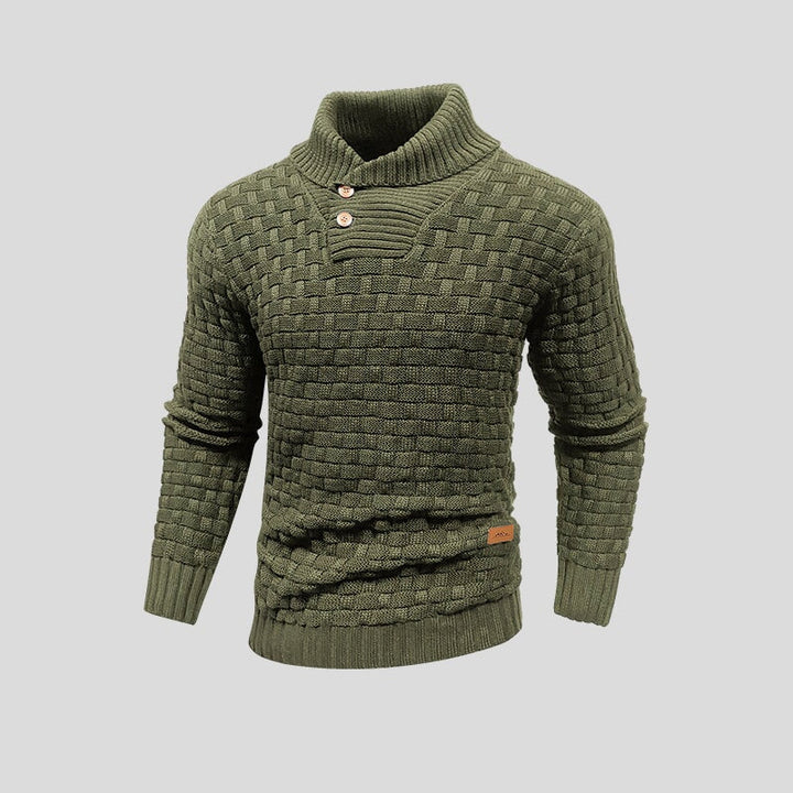 Herrenstrickpullover mit geknöpftem Rollkragen - Keldor