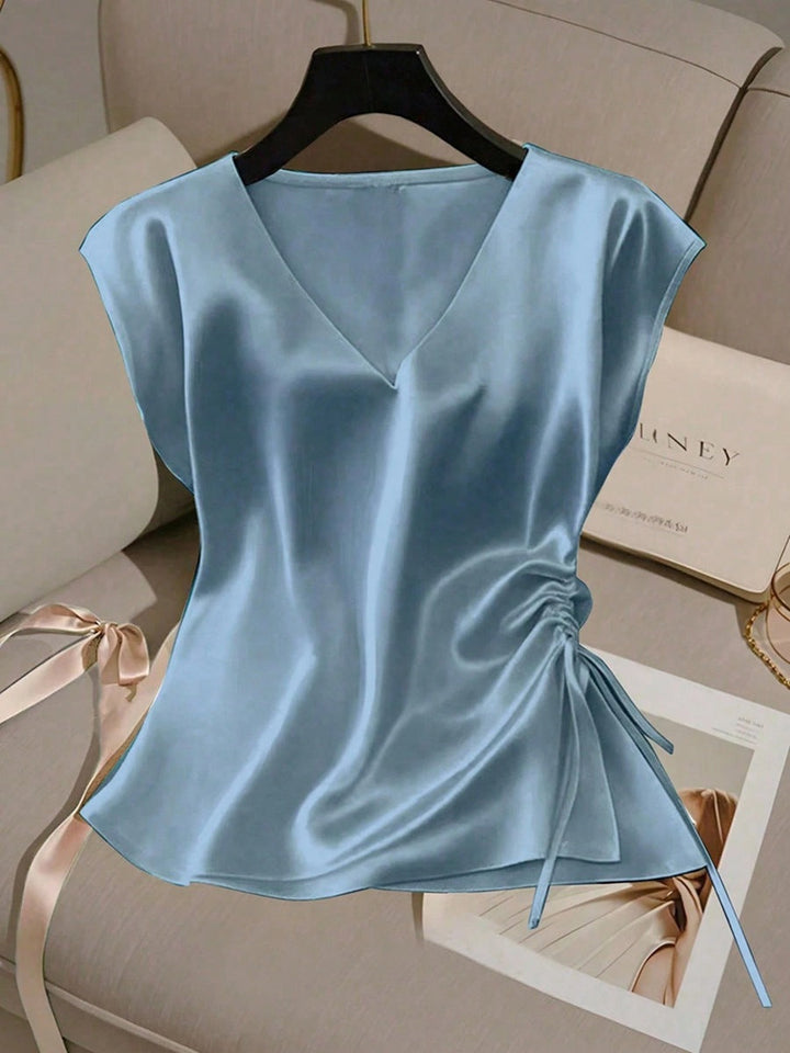 Satin-Top mit V-Ausschnitt für Damen leicht fließend - Eirene