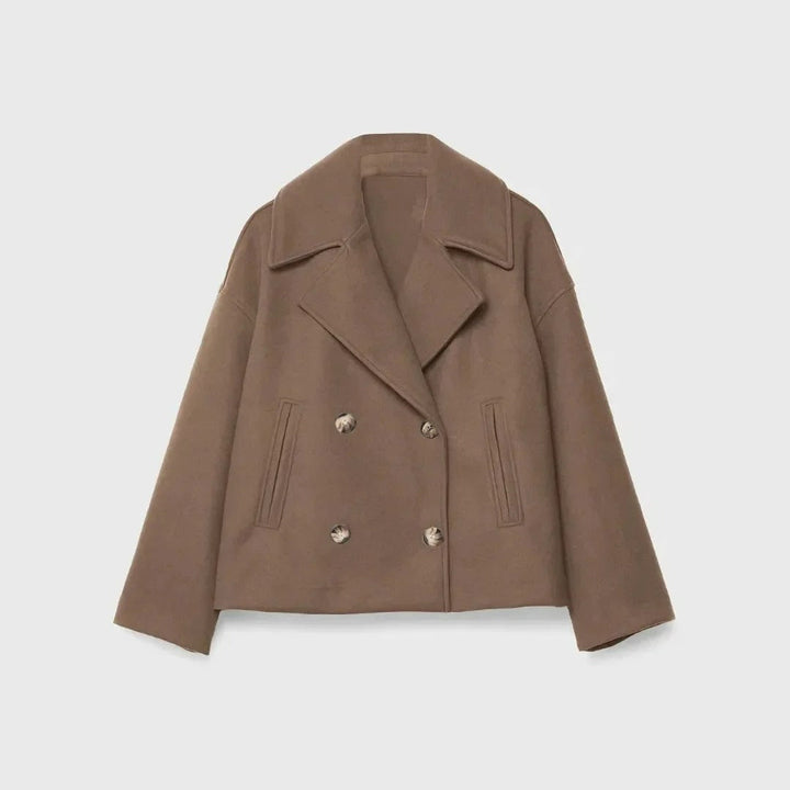 Kurze Damen-Wolljacke mit doppelreihigen Knöpfen - Heidi