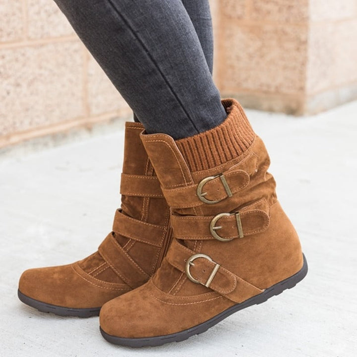 Freizeitstiefel für Damen mit Schnallen und Wildlederdetails - Amelie