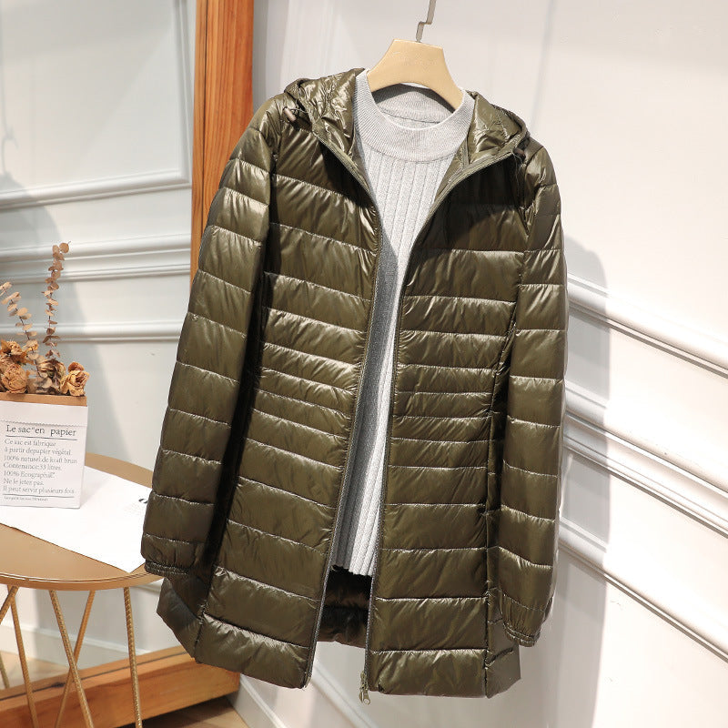 Lange, leichte Damenjacke mit Kapuze - Alva