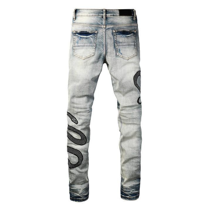 Skinny-Jeans mit Schlangenmuster - Eldric