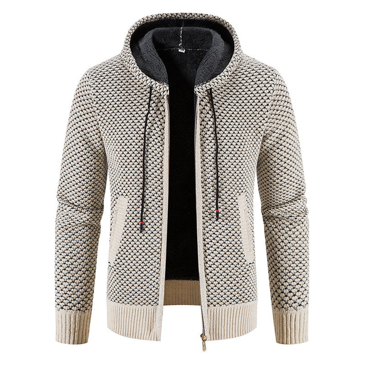 Herrenstrickjacke mit Kapuze und Innenfutter - Rynor