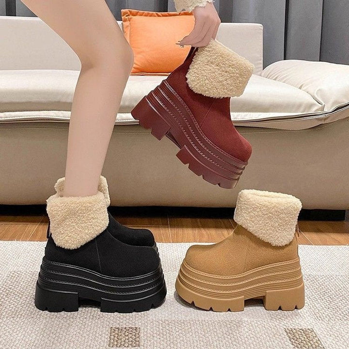 Damen Plateau-Stiefeletten mit Steppmuster - Svea