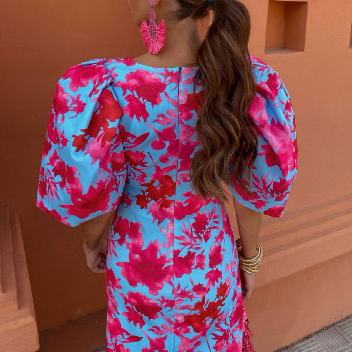 Midikleid mit Blumenmuster für Frauen - Amely