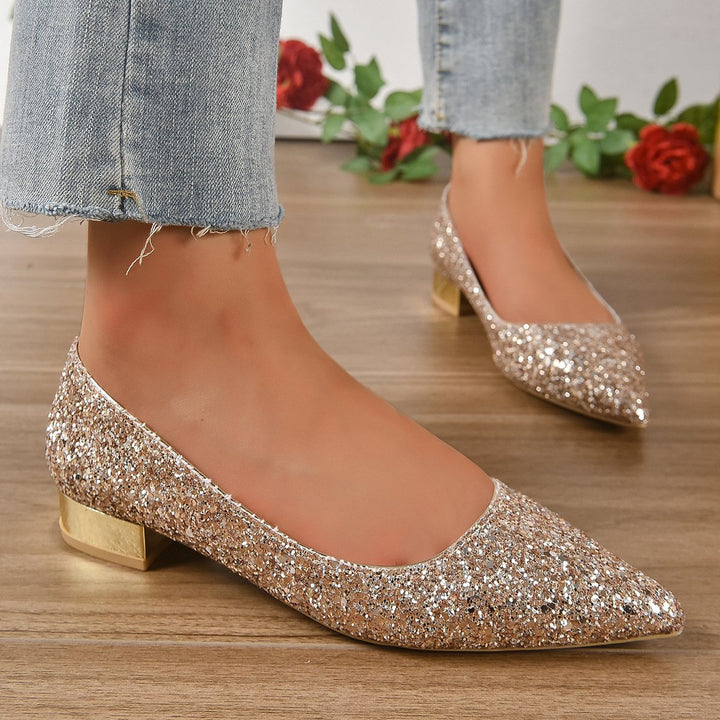 Damen Glitzerschuhe Pailletten niedriger Absatz - Amaya