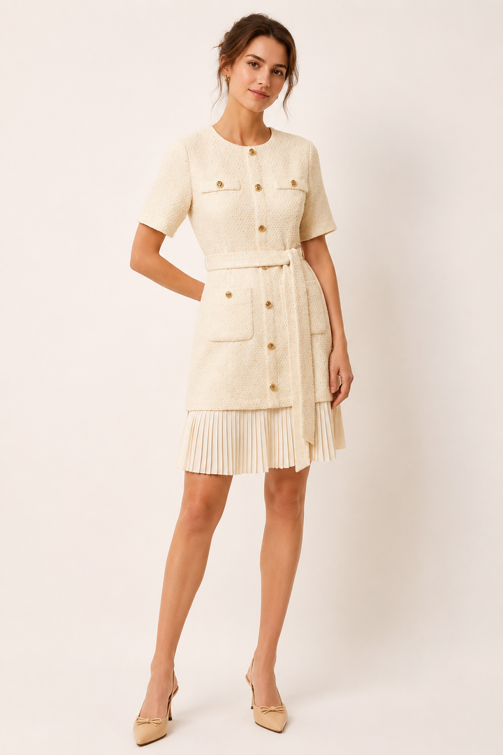 Kurzes Tweedkleid mit Gürtel für Frauen - Anaís