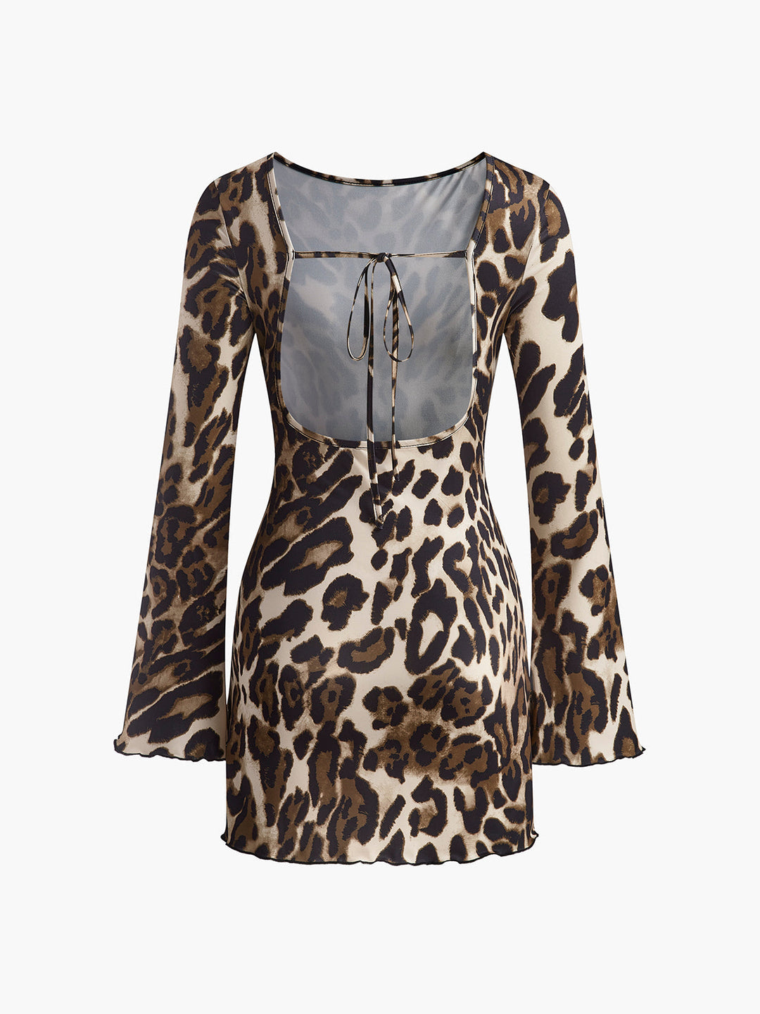 Leopardenkleid mit offenem Rücken und Schleife für Damen - Elena