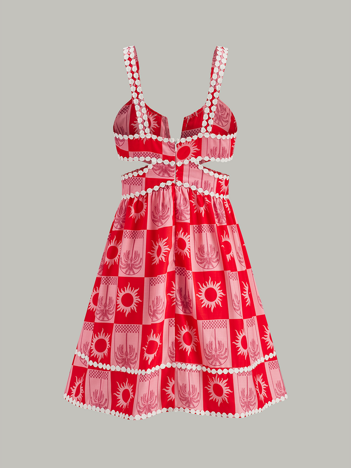 Kurzes Damenkleid mit dünnen Trägern und femininem Design - Liria