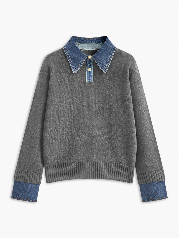Damen-Pullover mit Hemdkragen - Alriksa