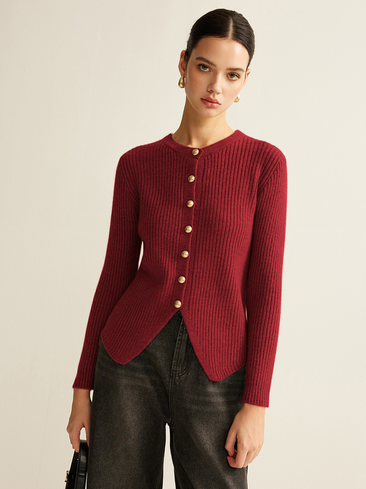 Damen Strickjacke mit Schlitz vorne - Elsvira