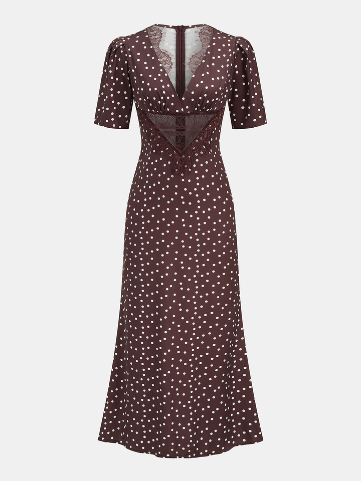 Midikleid mit Tupfen V-Ausschnitt - Mechthild