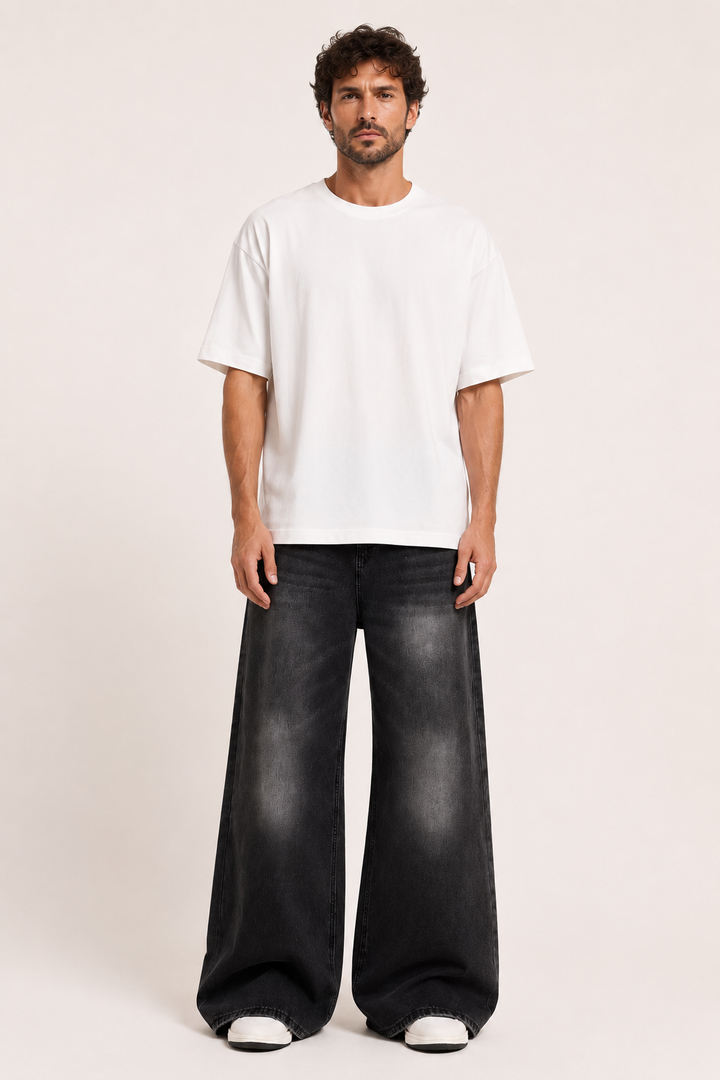 Retro-Baggy-Jeans für Herren mit sehr weitem Bein und verwaschener Optik – Klaus
