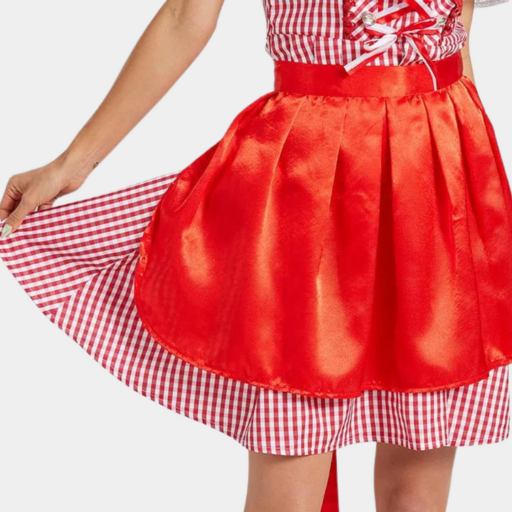Dirndl Damen Kurz Kariert Rot Klassisch - Irmgard