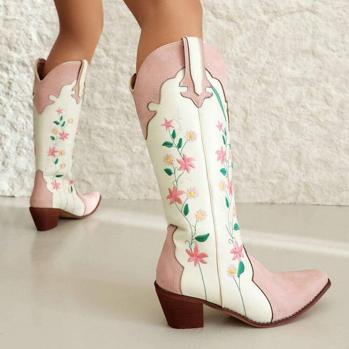 Klassische spitze Cowboystiefel für Damen mit Stickerei - Lizzy