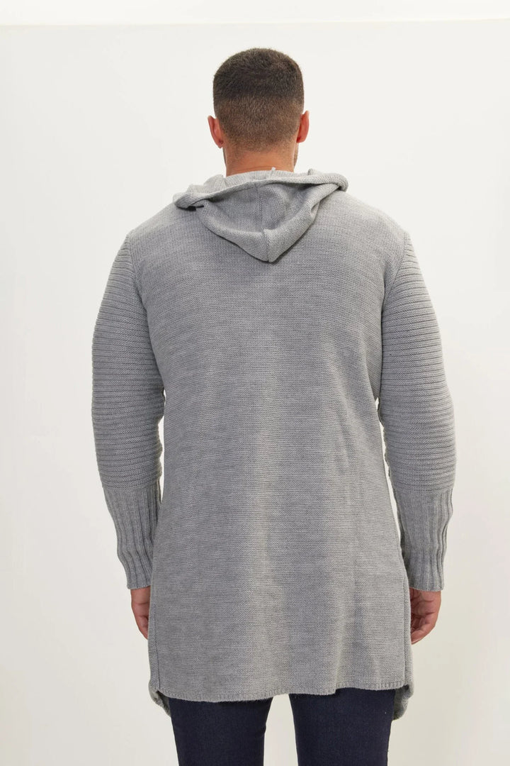 Langer Strickcardigan mit Kapuze und Knöpfen – Baptiste