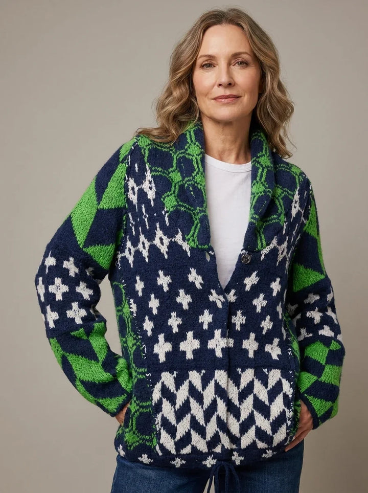 Langer Strickcardigan mit Muster für Damen - Nyxie