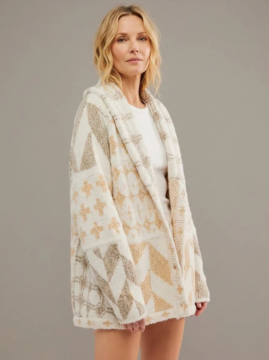 Langer Strickcardigan mit Muster für Damen - Nyxie