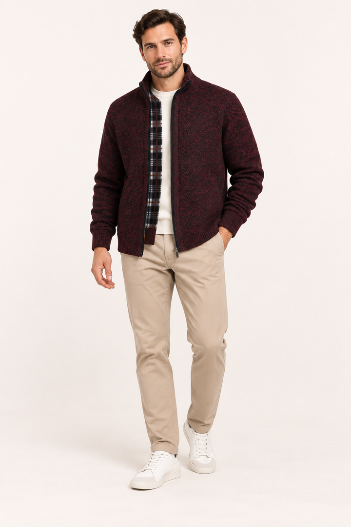 Strickjacke mit Reißverschluss und Stehkragen – Joshua