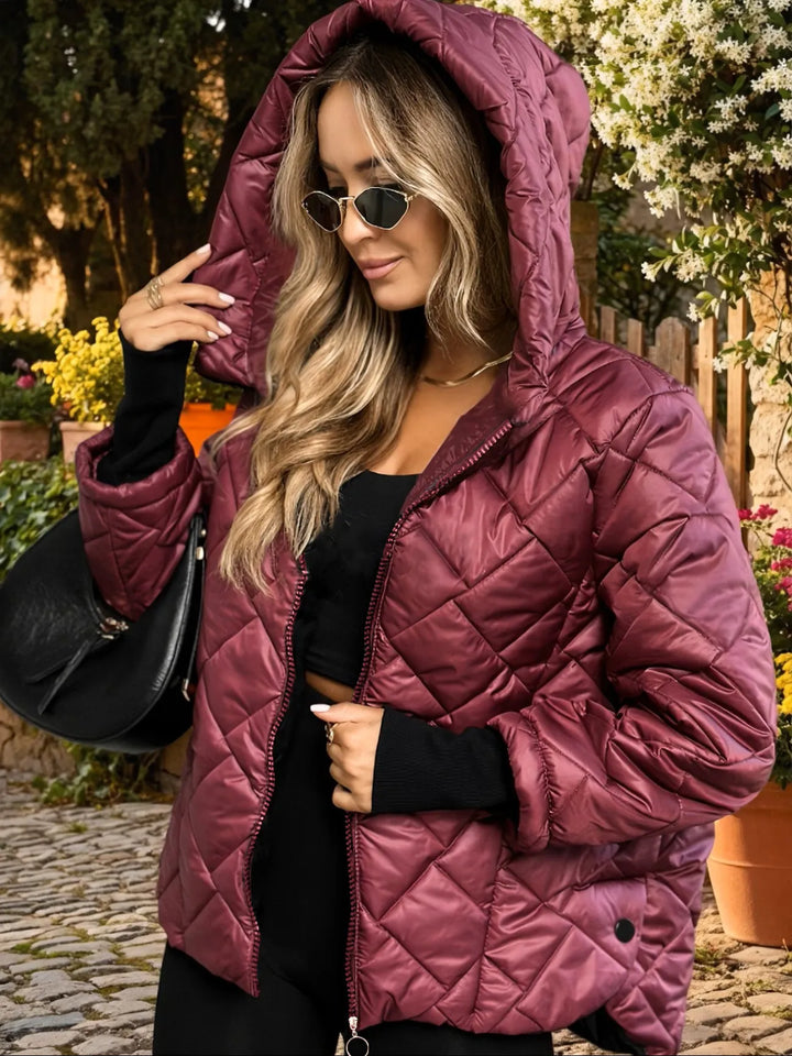 Gesteppte Damenjacke mit Kapuze und Reißverschluss - Elina