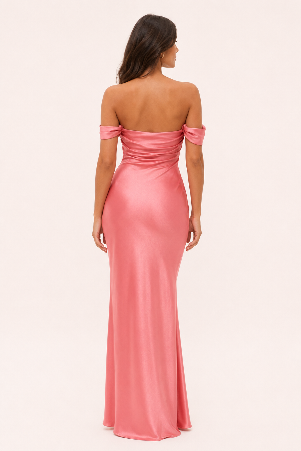 Langes Damenkleid mit Bardot-Ausschnitt und freien Schultern – Wendela