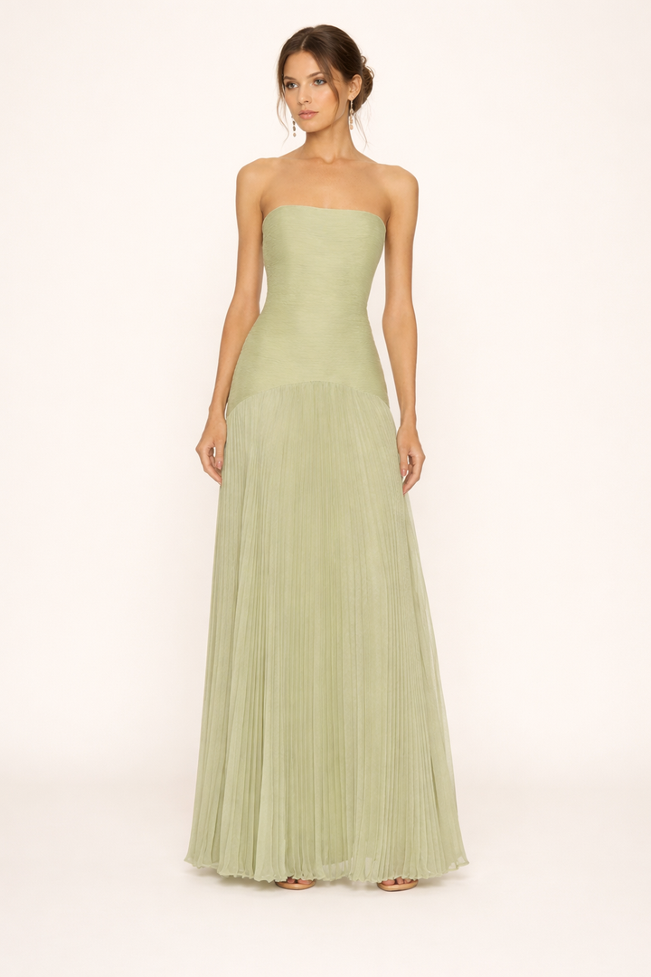 Trägerloses plissiertes Maxikleid trägerlos Frau Sommerkleid Frau - Arvella