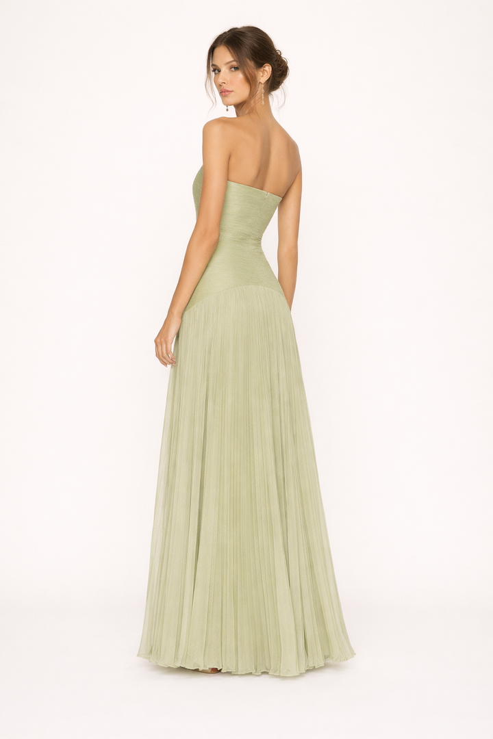 Trägerloses plissiertes Maxikleid trägerlos Frau Sommerkleid Frau - Arvella