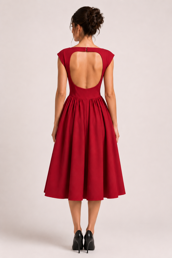 Elegantes Midi-Cocktailkleid mit weitem Rock – Alisa