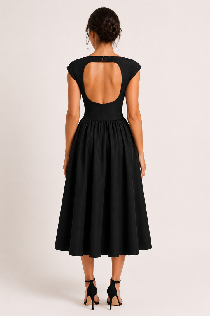 Elegantes Midi-Cocktailkleid mit weitem Rock – Alisa