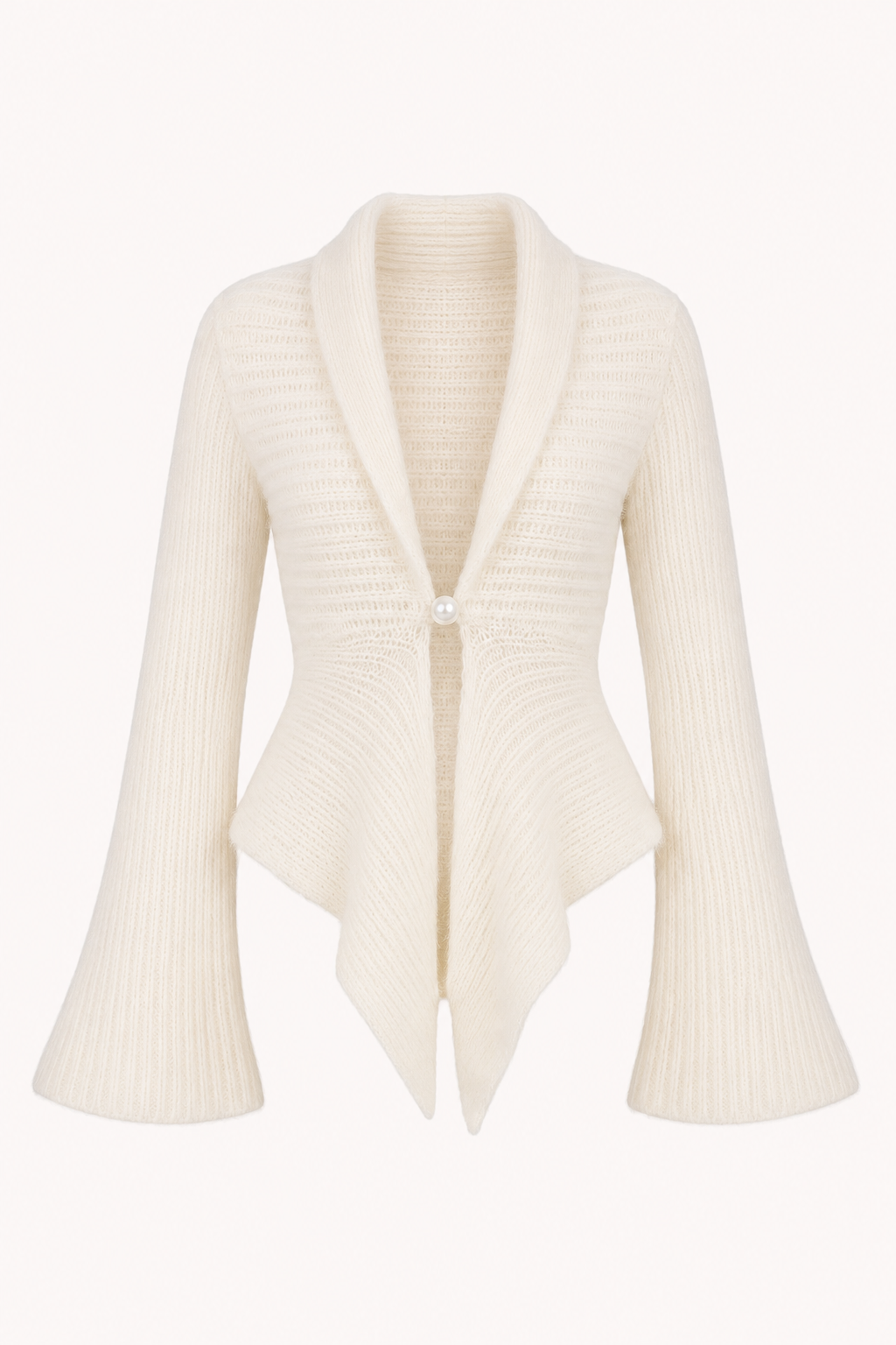 Damen-Strickcardigan mit V-Ausschnitt und ausgestelltem Ärmel – Gundula