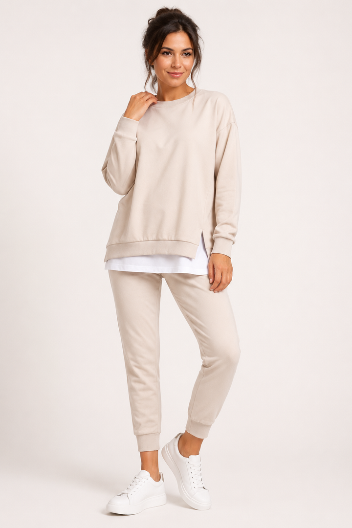 Damen-Set aus Sweatshirt mit Seitenschlitzen und Jogginghose – Louise