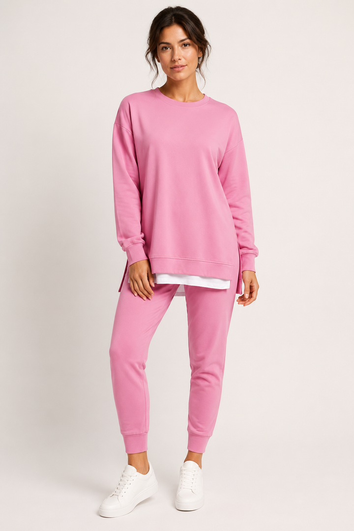 Damen-Set aus Sweatshirt mit Seitenschlitzen und Jogginghose – Louise