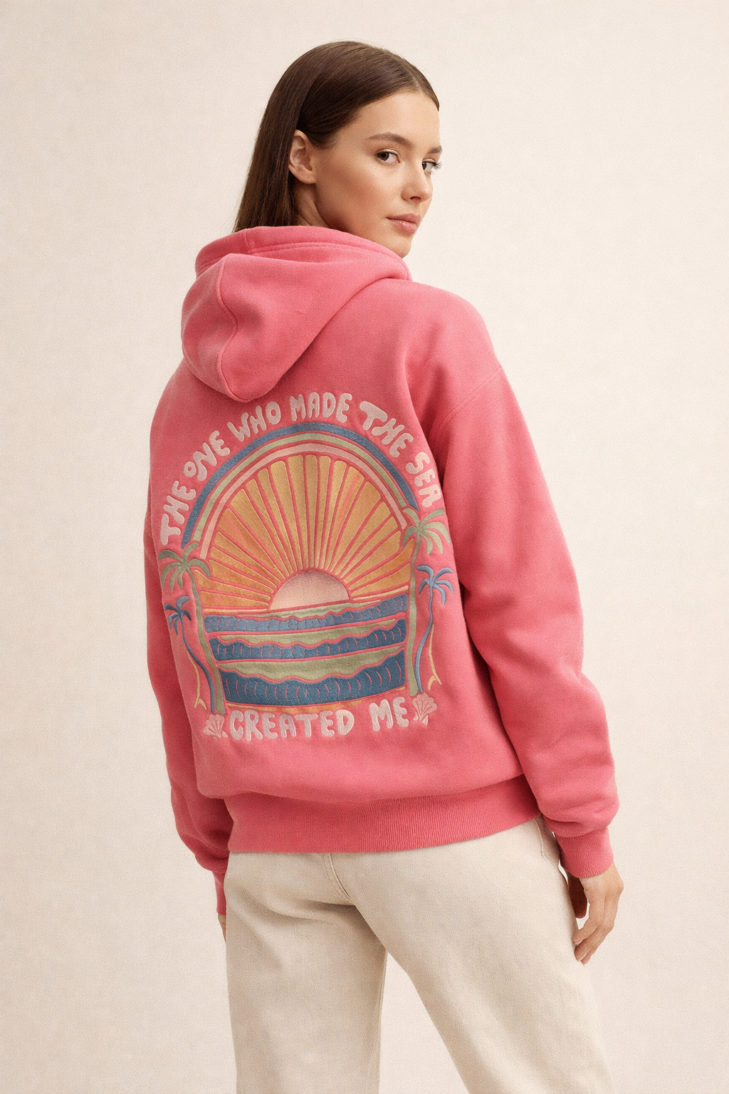 Damen-Kapuzensweatshirt mit Frontprint und Kängurutasche - Celira