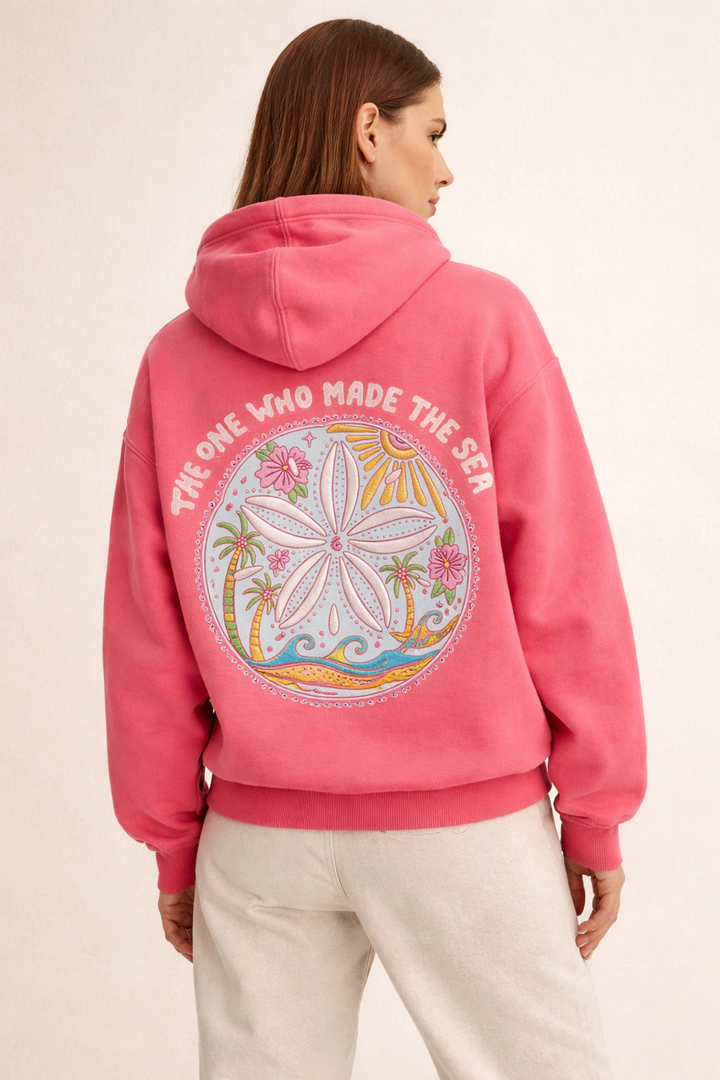 Damen-Kapuzensweatshirt mit Frontprint und Kängurutasche - Celira